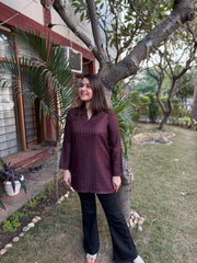 Multi zigzag woollen short kurti