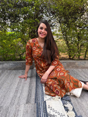 Rust kalamkari kurta