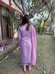 lavender embroidered woollen suit set