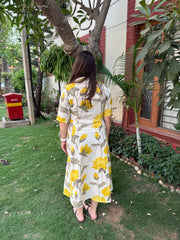 Yellow floral dress with collar