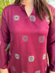 Wine Kullu style woollen long kurta