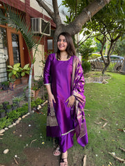 Purple Banarsi Silk Suit Set