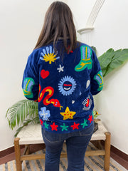 Blue abstract Suzani jacket