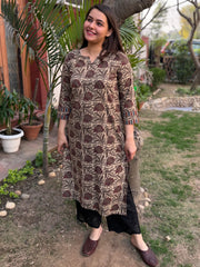 Ruhani Brown Rose Handblock Kurta