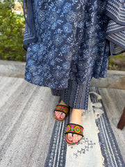 Blue Floral Full Suit Set Pants by MySanskritam