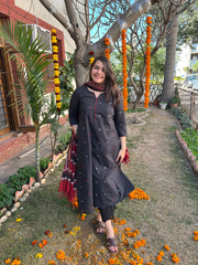 Black A-line south cotton kurta only