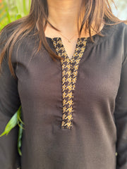 Black beige woollen coord set