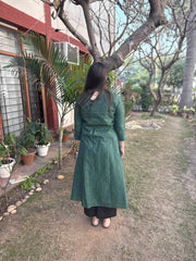 Green South Cotton Aline Kurta