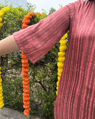 Peach modal silk kurta