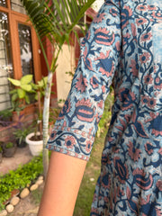 Pastel blue floral yoke kurta