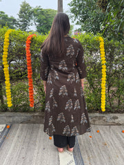 Brown Buta A-line Kurta With Pocket from the back