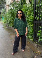 Green handblock shirt