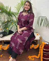 Premium Modal Wine Tree long kurta