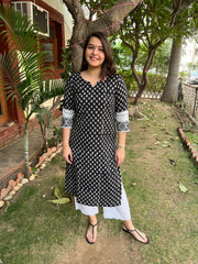 Black kantha buti kurta