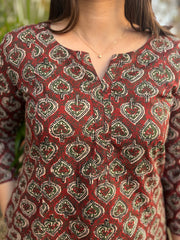 Brown leaf Aline Kurta