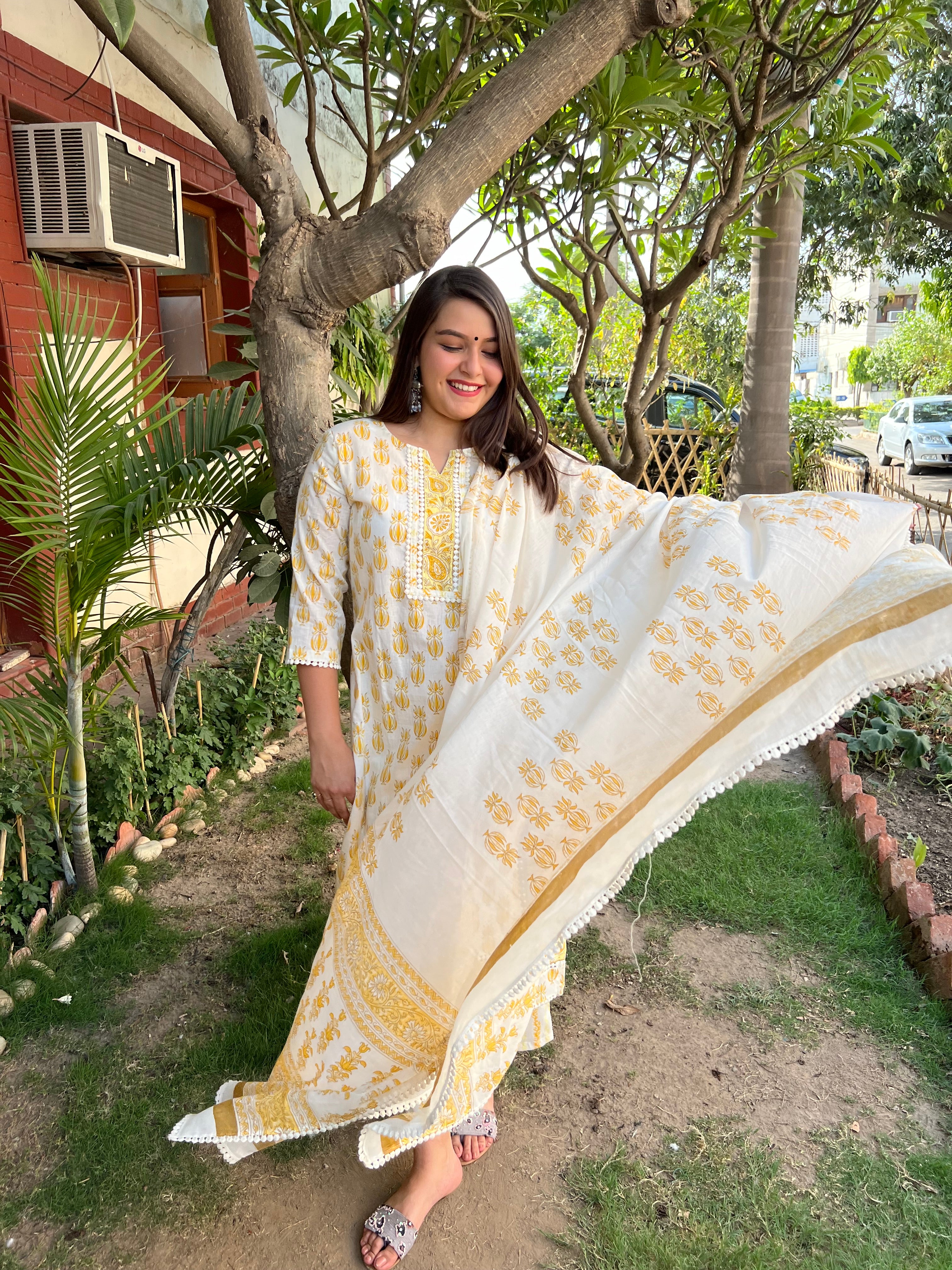 Lemon Buti lacework full suit set - MYSANSKRITAM