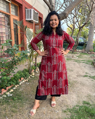 Maroon Minar Ajrakh Kurta