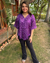 Purple Bandhini Modal silk free flow top