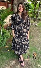Black Floral Aline dress