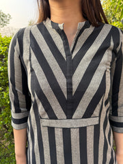 Sutra Stripe Kurta up close by MySanskritam