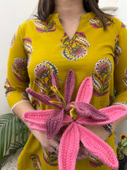 Mustard flower short kurti