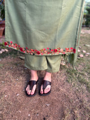 Pista green embroidered woollen suit set