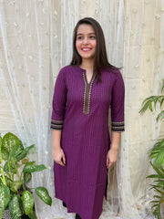 Purple Basic Ban neck kurta