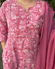 Pink sanganeri Aline full suit set