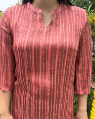 Peach modal silk kurta