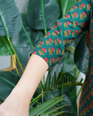 Bottle green Sanganeri kurta duppata set