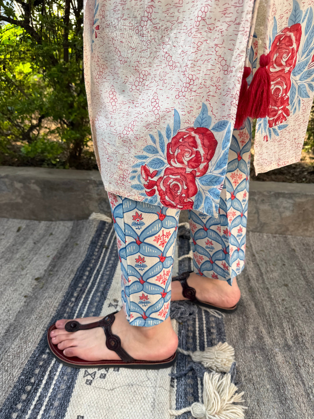 Muglai Handblock Tassel Co-ord Set Pant by Sanskritam