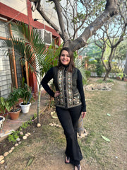 Bottle green embroidered Sidra (waist coat)