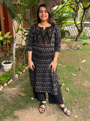 Black Ikkat Yoke Kurta by MySanskritam