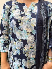 Blue Floral Aline suit set