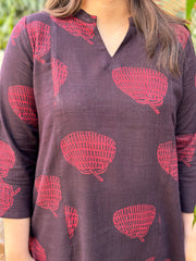 Dark Wine Slub Aline Kurta