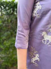 Lavender full embroidered Long kurta