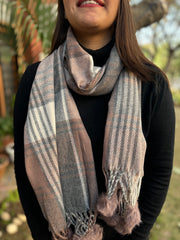 Onion pink checks Muffler