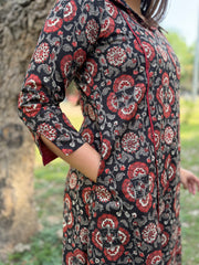 Black floral Collar coord set with pocket
