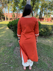 Rust Kantha Solid kurta