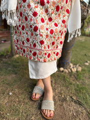 White embroidered Woollen full suit set