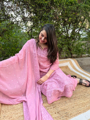 Rose pink Lucknowi Full suit set