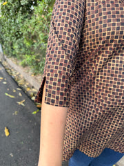 Brown geometric short Kurti