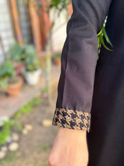 Black beige woollen coord set