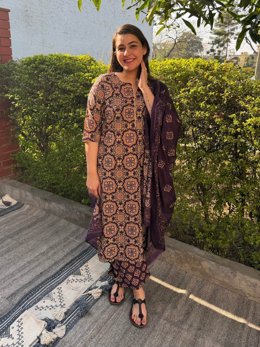 Purple Jaal Full Suit Set by MySanskritam