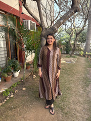Coffee striped Aline kurta