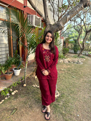 Maroon woollen coord set