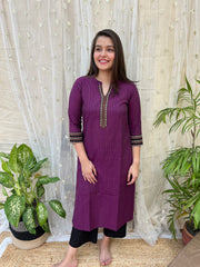 Purple Basic Ban neck kurta