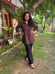 Black circle dotted short kurti