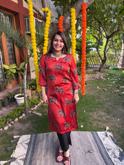 Maroon Nandi Modal silk kurta