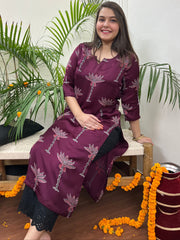 Premium Modal Wine Tree long kurta - MYSANSKRITAM